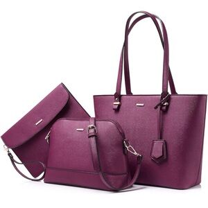 3pc maroon bag cute set perfect for travel, or on the go